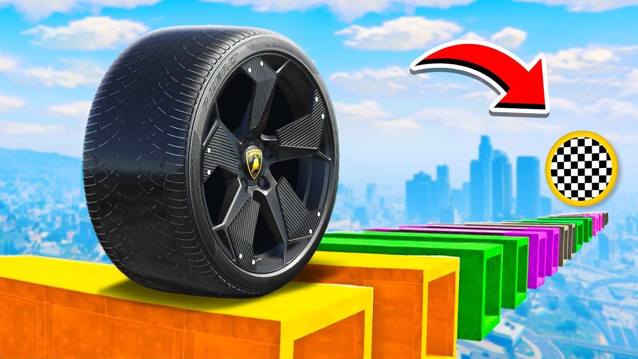 КАК ДАЛЕКО ГИГАНТСКОЕ КОЛЕСО ЛАМБОРГИНИ СМОЖЕТ ПРОЕХАТЬ ПО СЛОМАННОЙ ДОРОГЕ ГТА 5 МОДЫ МУРКА смотреть онлайн