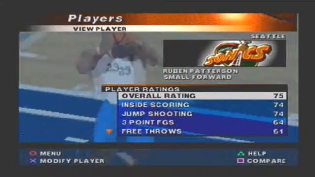 NBA Live 2000 Default Roster Player Ratings Seattle Supersonics смотреть онлайн