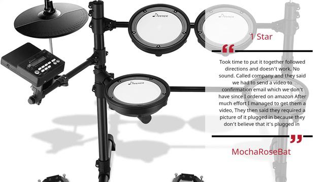 Donner DED 100 Electronic Drum Set, Mesh Electric Drum Set With 195 Sounds