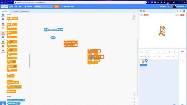 Making a Timer and Score Counter in Scratch смотреть онлайн