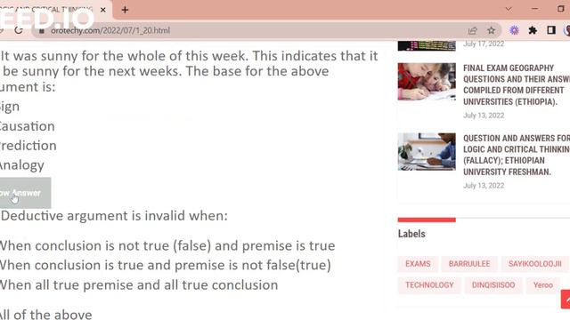 LAST YEARS LOGIC AND CRITICAL THINKING QUESTIONS AND THEIR ANSWERS FOR ETHIOPIAN UNIVERSITY FRESHMA смотреть онлайн