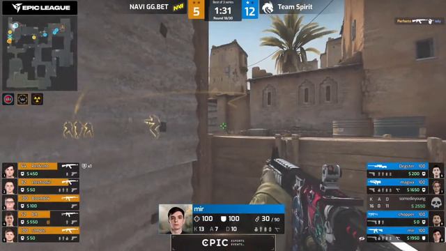 Mir - 4 нереально быстрых и безумных минуса с M4A4, NAVI vs Spirit, EPIC League CIS 2021 смотреть онлайн