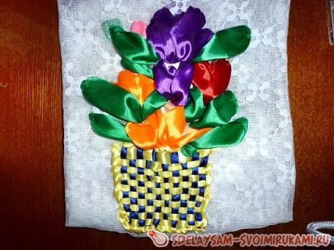 Тюльпаны в корзинке. Оригинальная вышивка смотреть онлайн