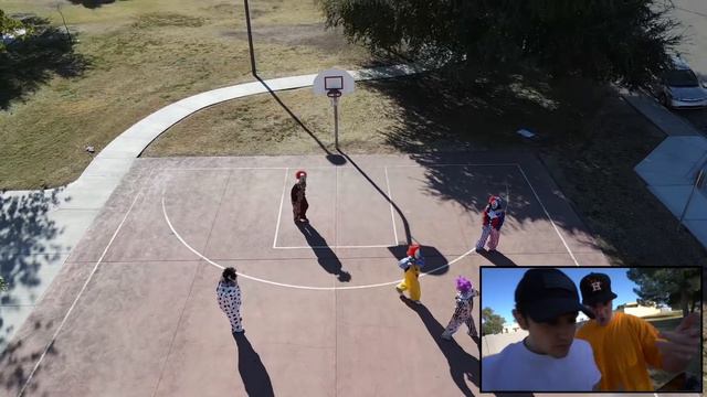 when your drone catches Clowns playing basketball DO NOT interrupt their game! (we took their ball) смотреть онлайн