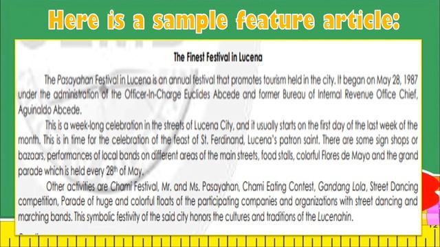 ENGLISH 5 - QUARTER 4, WEEK 8 (WRITING A FEATURE ARTICLE) LEAP BASED смотреть онлайн