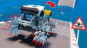 СМОЖЕТ ЛИ ГИГАНТСКАЯ БУГАТТИ ШИРОН НА КОЛЮЧКАХ ПРОЕХАТЬ БОЛЬШУЮ ЛУЖУ В ГТА 5 - ЭКСПЕРИМЕНТЫ В GTA 5