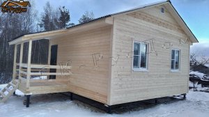 Одноэтажный каркасно щитовой дом 6 на 6 с террасой