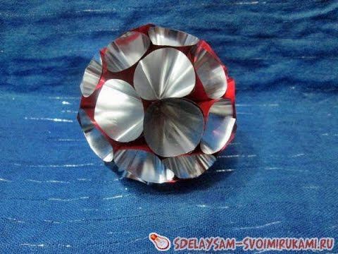 Елочный шар из упаковочной бумаги смотреть онлайн