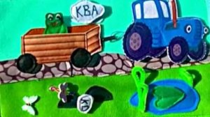 Планшет из фетра Синий трактор