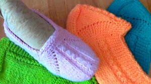 Следки без шва. Спицы. Можно использовать как шаблон.Slippers._2