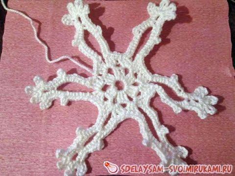 Как связать снежинку крючком смотреть онлайн