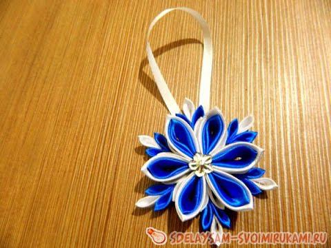 Снежинка из лент в технике канзаши смотреть онлайн