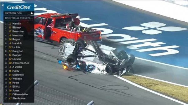 Denny Hamlin wins Daytona 500 as Ryan Newman’s car flips on last lap | NASCAR ON FOX HIGHLIGHTS