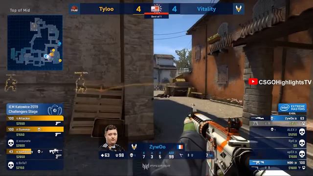 Vitality vs Tyloo | IEM Katowice Major 2019 | BEST MOMENTS | Highlights | CSGO смотреть онлайн
