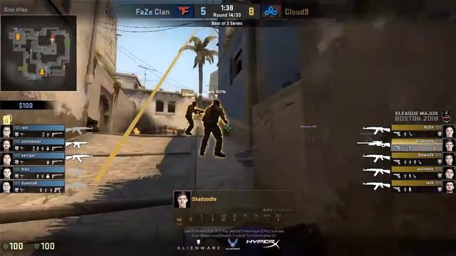 Cloud9 Skadoodle POV vs FaZe Clan on Mirage (27-16) (ELEAGUE Major 2018 Final) смотреть онлайн