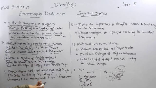 B.com(P) | IMPORTANT QUESTION PAPERS LAST YEAR |SEM 5th ENTREPRENEURSHIP DEVELOPMENT |Sol Du| смотреть онлайн