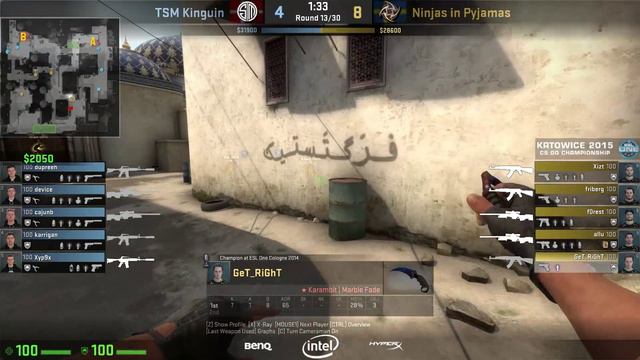 CS:GO POV - GeT_RiGhT vs TSM on Dust2 @ ESL One Katowice Quarterfinals смотреть онлайн