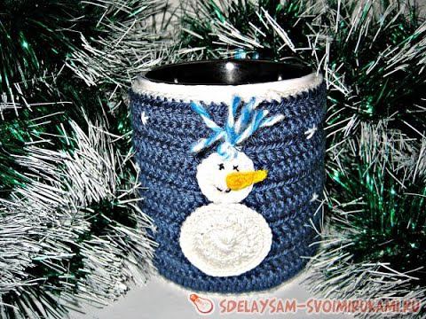 Как связать грелку на кружку крючком смотреть онлайн