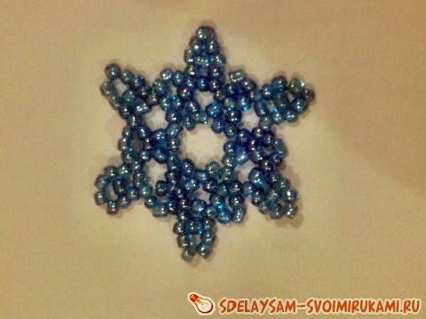 Как сделать снежинку из бисера смотреть онлайн