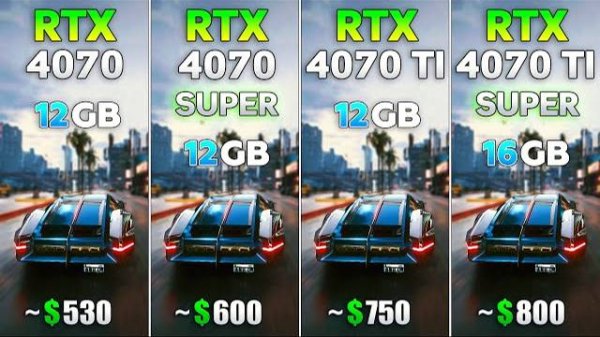 RTX 4070 vs RTX 4070 SUPER vs RTX 4070 Ti vs RTX 4070 Ti SUPER - Test in 8 Games