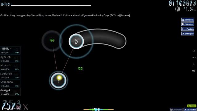 [Osu!] Satou Rina, Inoue Marina & Chihara Minori - Kyuusekkin Lucky Days [Insane] FC [S Rank] Week смотреть онлайн