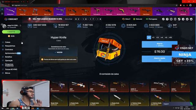 A MINHA NOVA AK-47 É ''Gold Gem'' NO CSGO.NET! смотреть онлайн