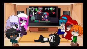 реакция персонажей Friday night funkin на Гарселло мод