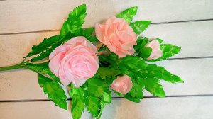 МК.Кустовая роза из атласной ленты.