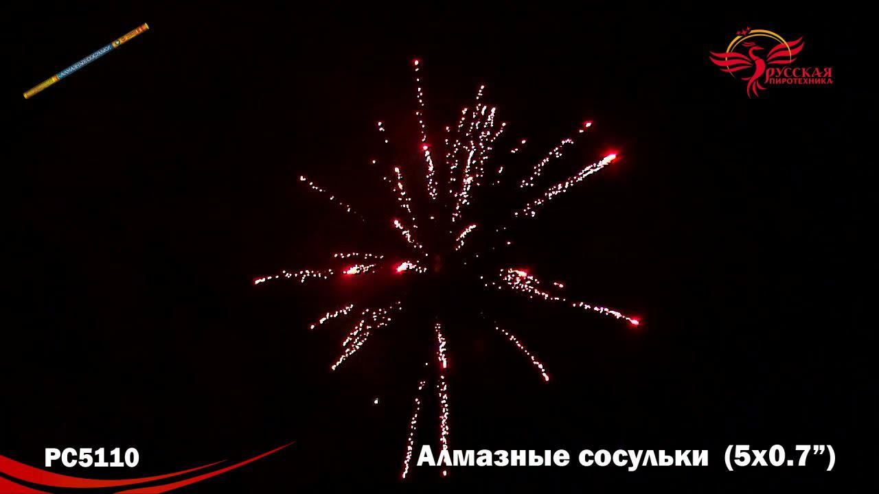 РС5110 Римская свеча "Алмазные сосульки" (0,7"х5) 1/36/4 смотреть онлайн