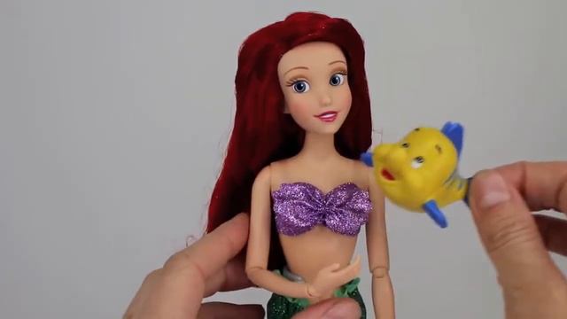 DISNEY STORE LITTLE MERMAID ARIEL DOLL & FLOUNDER REVIEW | 2016 CLASSIC PRINCESS DOLL UNBO