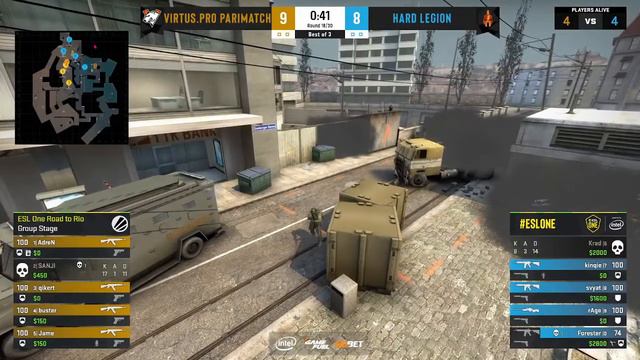 ESL One Road to Rio Virtus.Pro vs Hard Legion Map 1 Overpass Highlights смотреть онлайн
