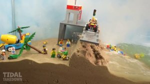 Tsunami Dam Breach Experiment - Wave Machine Destroys LEGO city