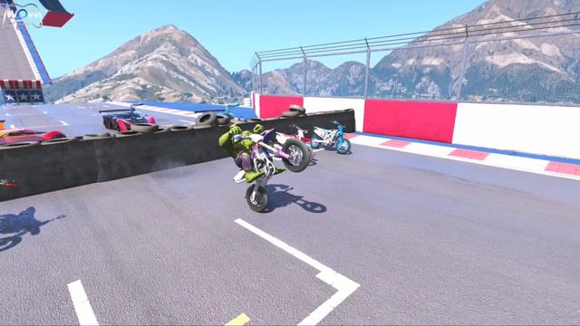GTA V SPIDERMAN, HULK, IRONMAN - Racing Sport Cars and Motorcycle on The mountain смотреть онлайн