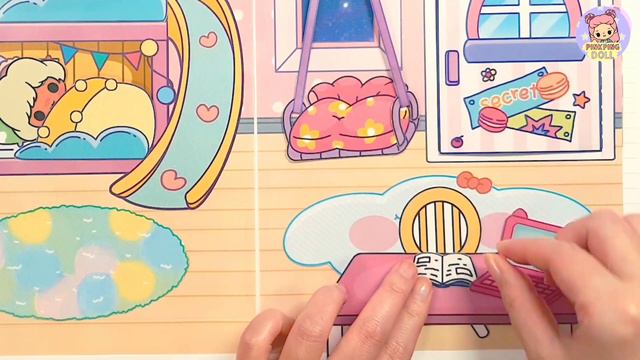 DIY Paper Doll House All Tutorial | Bedroom | Kidsroom | Kitchen | Bathroom #pintables #paperdiy