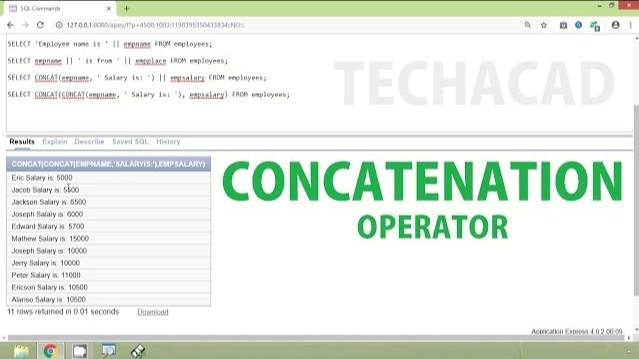 Oracle Tutorial - Concatenation Operator | CONCAT Function смотреть онлайн