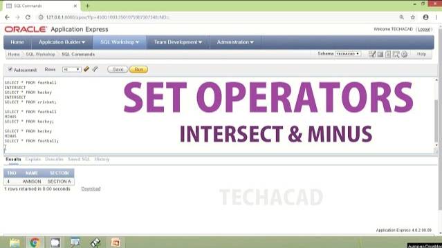 Oracle Tutorial - Set Operators INTERSECT & MINUS смотреть онлайн