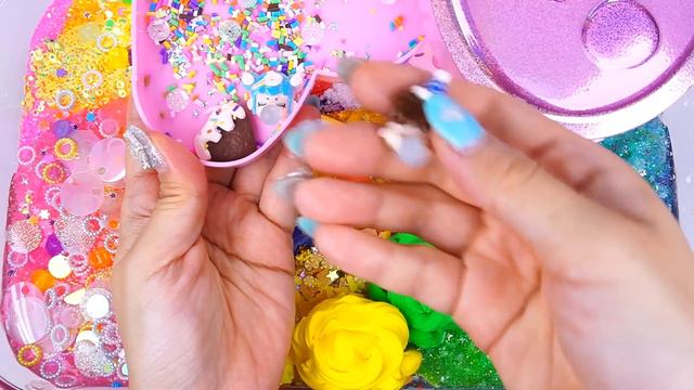 Peppa Pig Rainbow Slime Mixing Random Cute,shiny Things Into Slime #ASMR #Satisfying#slimevideo #슬라