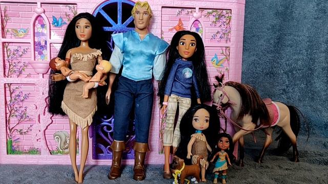 Disney Princess Dolls - Introducing POCAHONTAS'S FAMILY!! 🍂 смотреть онлайн