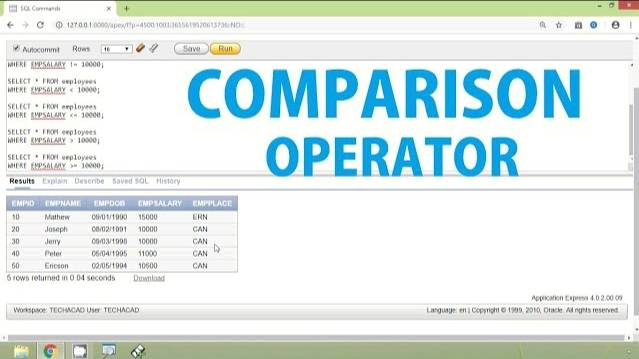 Oracle Tutorial - Comparison Operators смотреть онлайн
