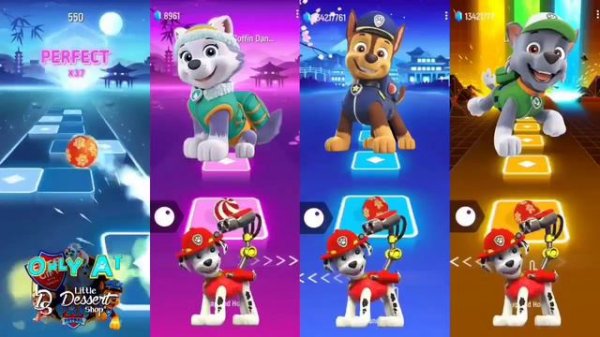 Rubble Paw Patrol vs Marshall Paw Patrol vs Rocky Paw Patrol vs Chase Paw Patrol | Tiles Hop