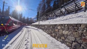 Зимняя поездка Тирано - Понтрезина (Ретийская железная дорога, Бернина - Швейцария, Италия) 4K