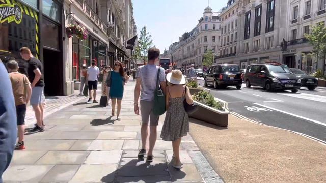 Central London Afternoon Heat Wave Walk | Oxford, Regent Streets, Piccadilly, Weekend -July 2021[4k