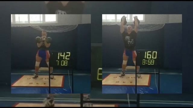 Igor Morozov makes 160 reps in jerk with two 24 kg kettlebells in 8 minutes смотреть онлайн