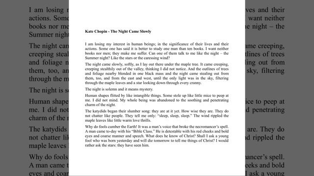 Kate Chopin - The Night Came Slowly смотреть онлайн