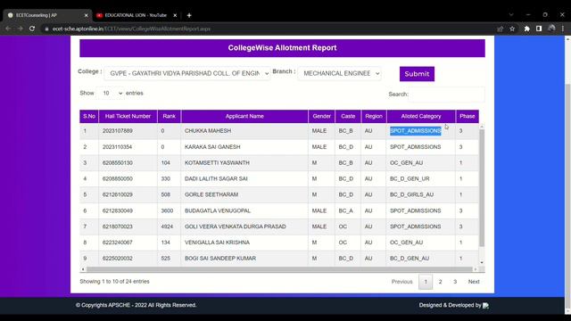 AP ECET Last year Cutoff Ranks || College wise Seat Allotment смотреть онлайн