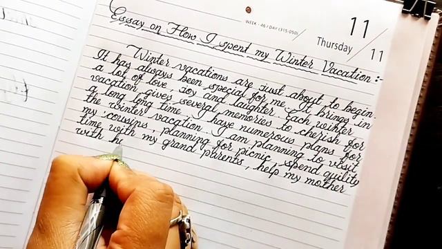 Essay on how I spent my winter vacation 🏖Paragraph writing on winter vacation🏖Cursive handwriting смотреть онлайн