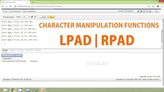 Oracle Tutorial - Character Manipulation Functions | LPAD | RPAD смотреть онлайн
