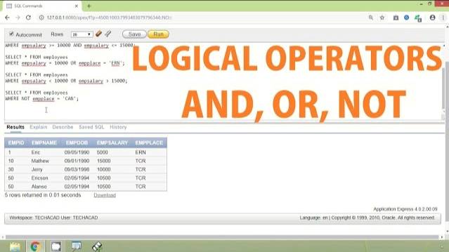 Oracle Tutorial - Logical Operator | AND OR NOT Operators смотреть онлайн