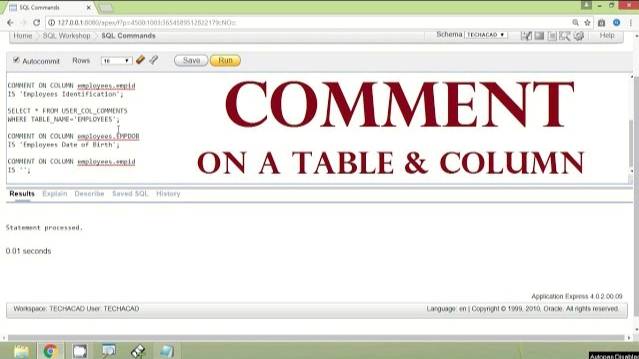 Oracle Tutorial - Add Comment on a Table and Column | Remove Comment смотреть онлайн