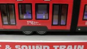 Детский игрушечный трамвай игрушка красный звук и свет 44см